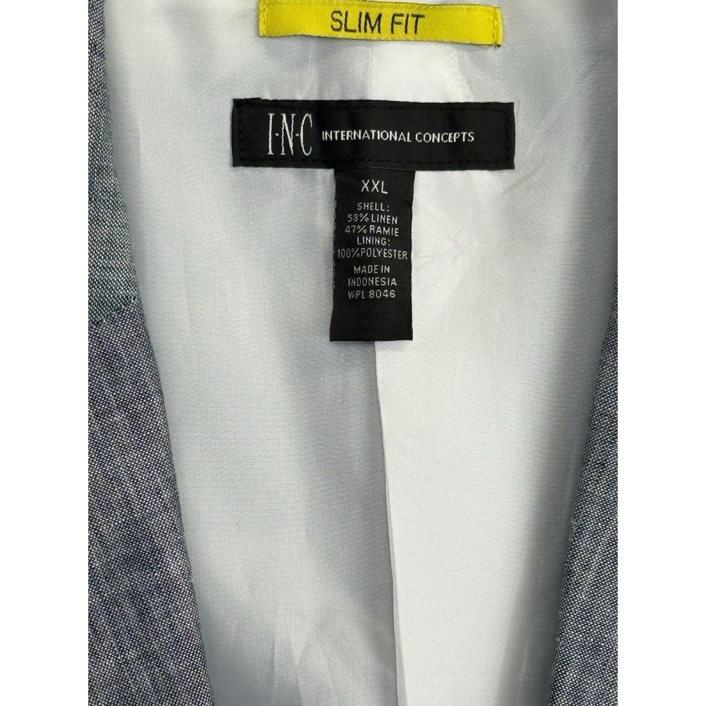INC International Concepts Slim Fit Linen Blend Blue Suit Blazer Sport Coat XXL - Picture 3 of 8
